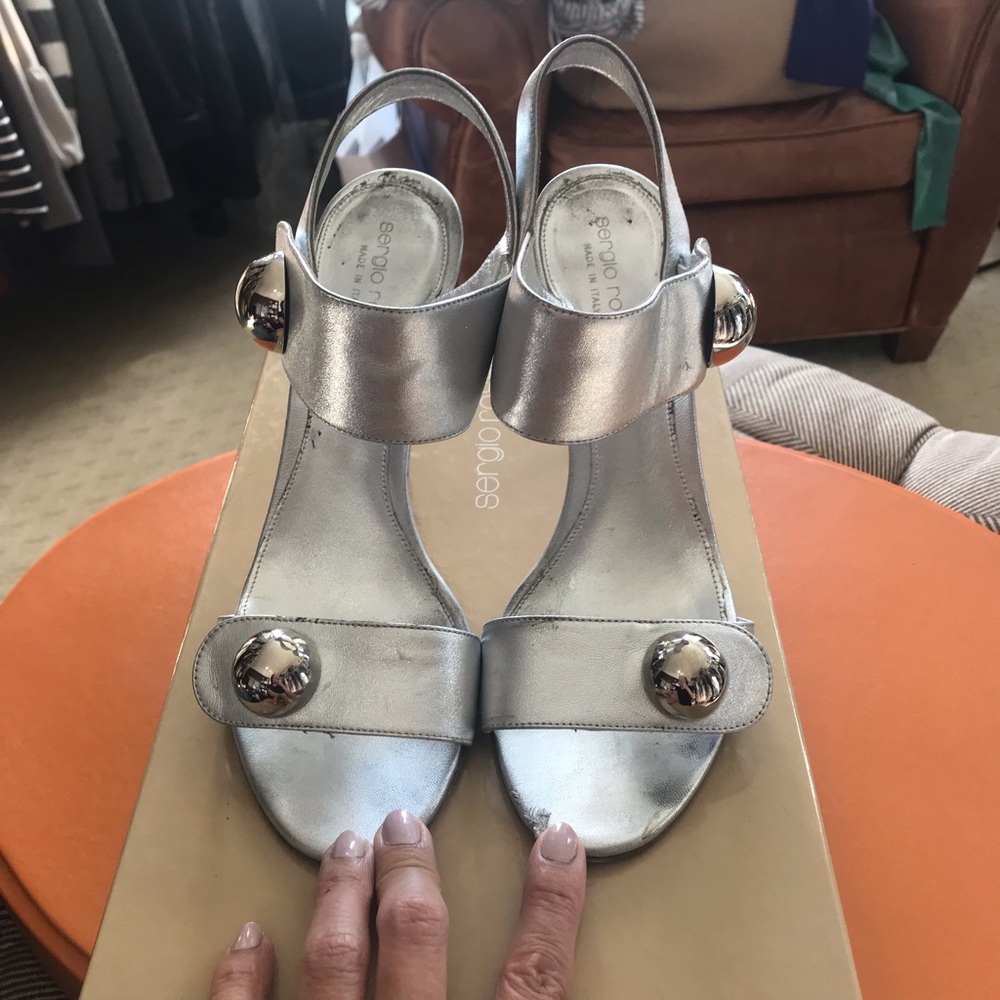Metallic Silver Studded Heels